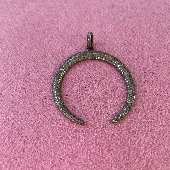 Diamond and Black Rhodium Crescent Horn Pendant by the Jen Collection - Picture 4 of 14